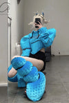 Windowsen corset pad shoulder sweater PS23T003 blue